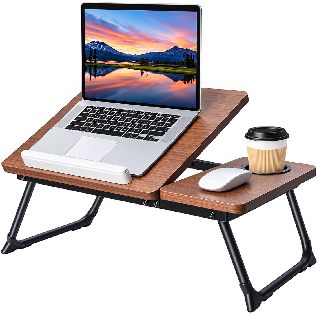 Stočić za laptop sa nagibnom pločom i držačem za šolju